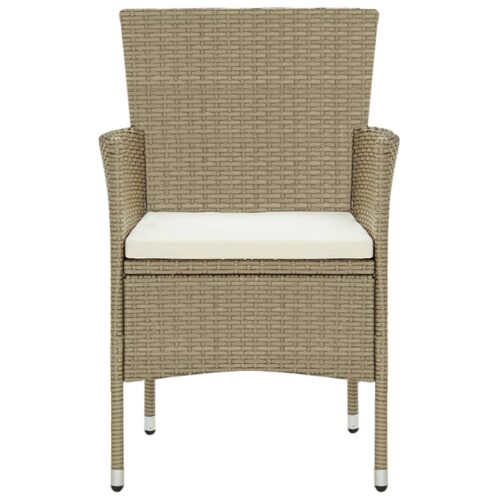 3-Piece Outdoor Dining Set Garden Patio Bistro Chairs Seat Table Furniture Beige - Image 5