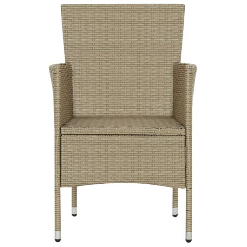 3-Piece Outdoor Dining Set Garden Patio Bistro Chairs Seat Table Furniture Beige - Image 6