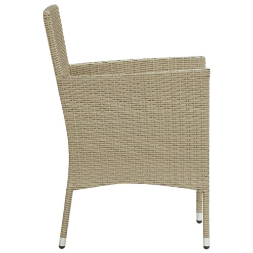 3-Piece Outdoor Dining Set Garden Patio Bistro Chairs Seat Table Furniture Beige - Image 7