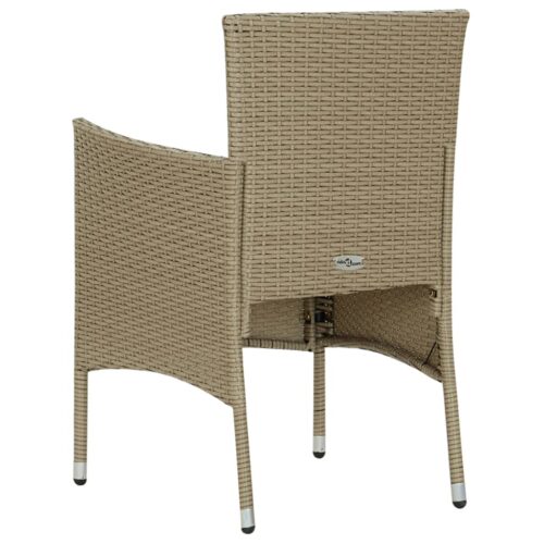 3-Piece Outdoor Dining Set Garden Patio Bistro Chairs Seat Table Furniture Beige - Image 8