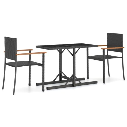 3-Piece Garden Dining Set Black