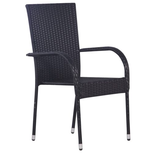 3-Piece Outdoor Dining Set Garden Patio Bistro Seat Chairs Table Furniture Black - Image 5
