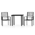 3-Piece Garden Dining Set Black