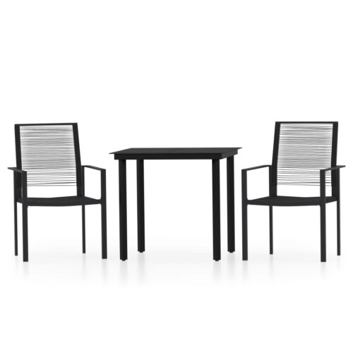 3-Piece Garden Dining Set Black