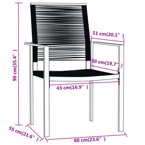 3-Piece Garden Dining Set Black - Image 6