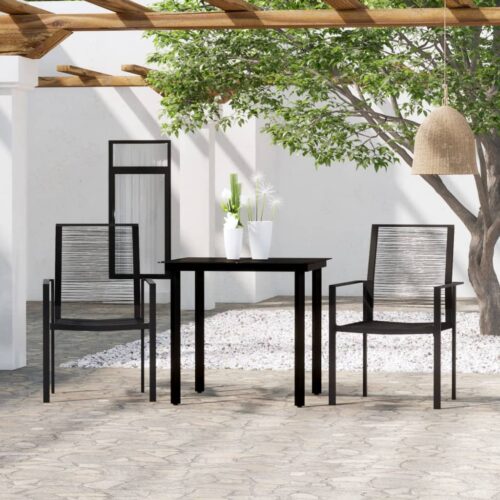 3-Piece Garden Dining Set Black - Image 8