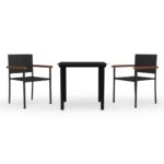 3-Piece Garden Dining Set Black