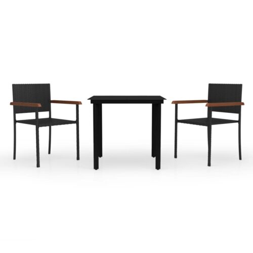 3-Piece Garden Dining Set Black