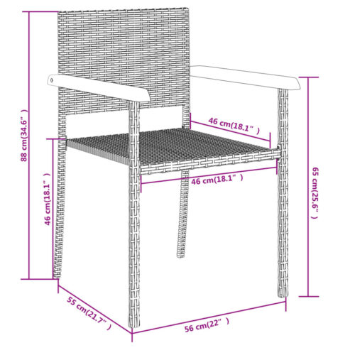 3-Piece Garden Dining Set Black - Image 6