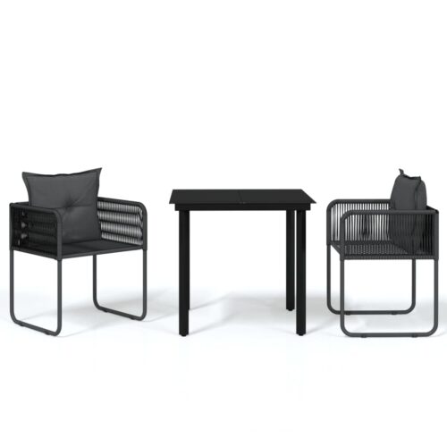 3-Piece Garden Dining Set Black