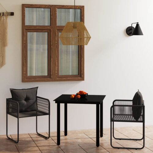 3-Piece Garden Dining Set Black - Image 8