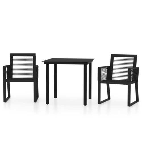 3-Piece Garden Dining Set Black