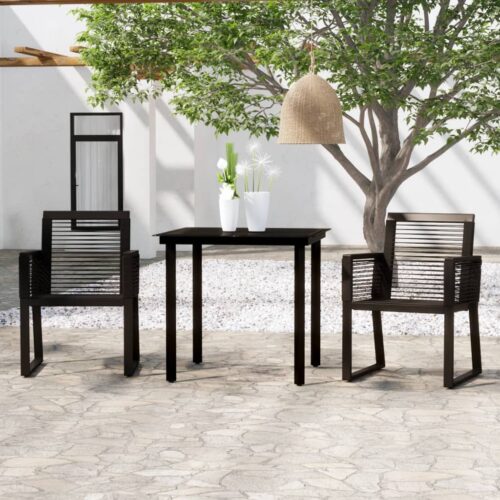 3-Piece Garden Dining Set Black - Image 8