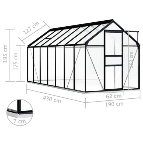 Greenhouse with Base Frame Anthracite Aluminium 8.17m - Image 6