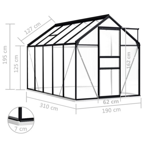 Greenhouse with Base Frame Anthracite Aluminium 5.89m - Image 6