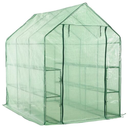Walk-in Greenhouse with 12 Shelves Steel 143x214x196cm