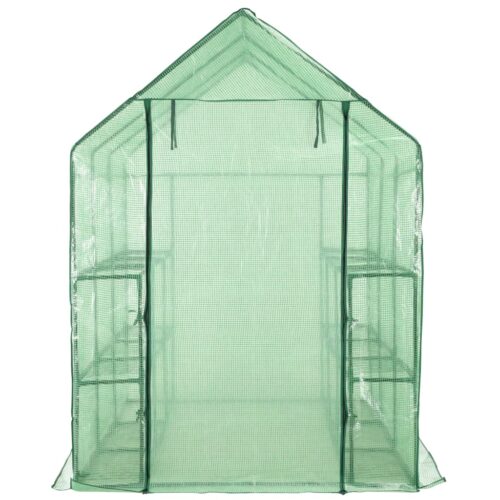 Walk-in Greenhouse with 12 Shelves Steel 143x214x196cm - Image 2