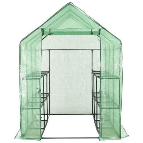 Walk-in Greenhouse with 12 Shelves Steel 143x214x196cm - Image 3