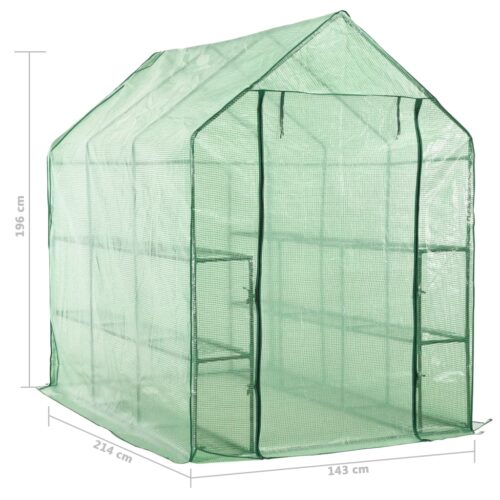Walk-in Greenhouse with 12 Shelves Steel 143x214x196cm - Image 7