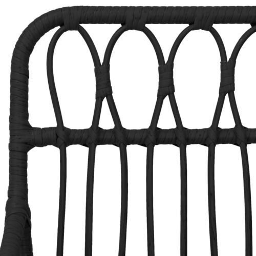 3-Piece Garden Dining Set Black Poly Rattan Wicker Outdoor Patio Furniture - Image 5