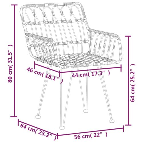 3-Piece Garden Dining Set Black Poly Rattan Wicker Outdoor Patio Furniture - Image 10