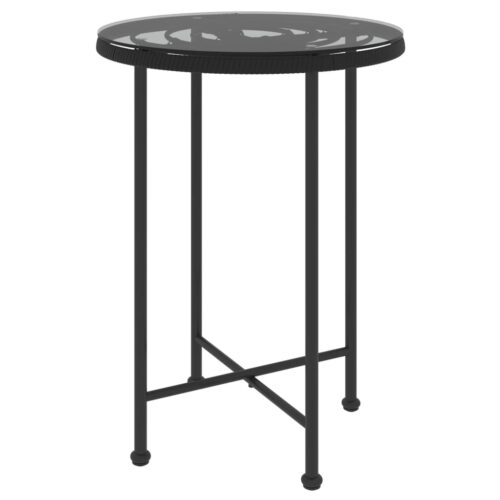 3-Piece Garden Dining Set Black Poly Rattan Wicker Outdoor Patio Furniture - Image 6