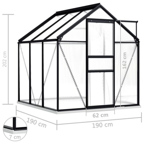 Greenhouse with Base Frame Anthracite Aluminium 3.61m - Image 6