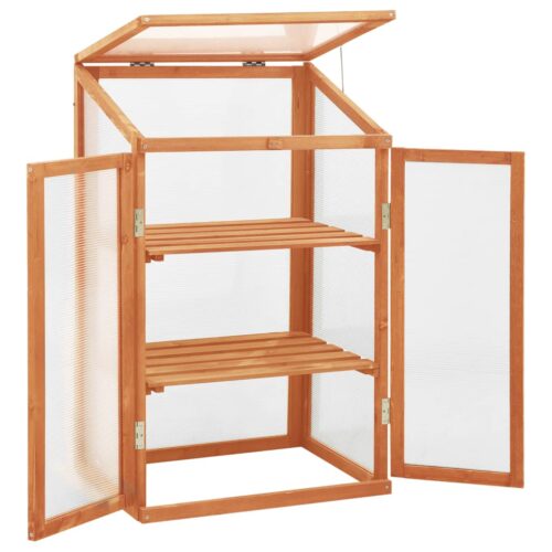 Garden Greenhouse Herbs Flowers Wood Shelf Bed Hot Box Planter 60x45x100cm - Image 2