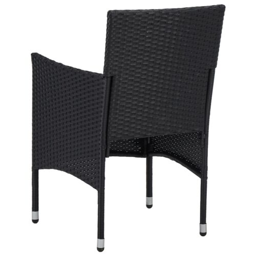 3-Piece Garden Dining Set Black Poly Rattan Wicker Outdoor Patio Furniture Glass - Image 8