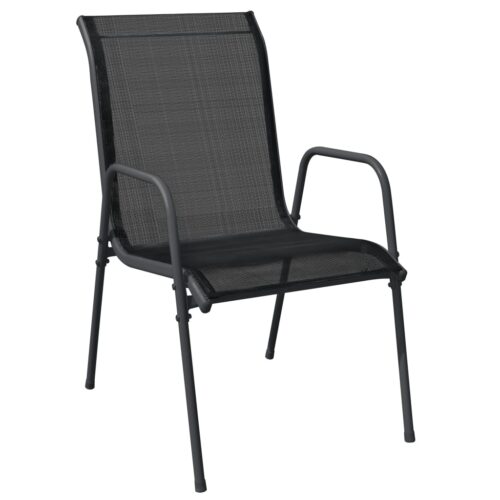 3-Piece Garden Dining Set Black Steel Textilene - Image 2