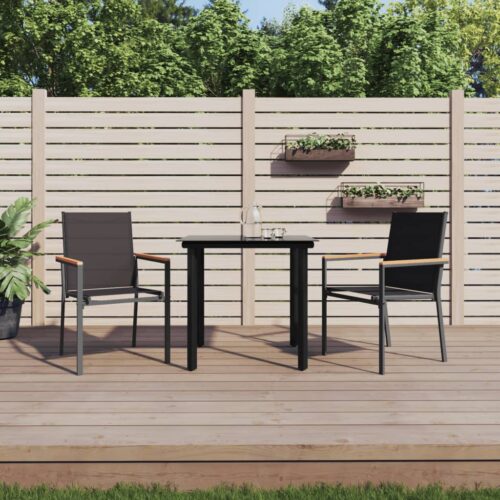 3-Piece Outdoor Dining Set Garden Patio Bistro Chairs Table Setting Steel Black - Image 9