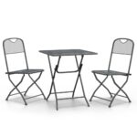 3-Piece Garden Dining Set Expanded Metal Mesh Anthracite