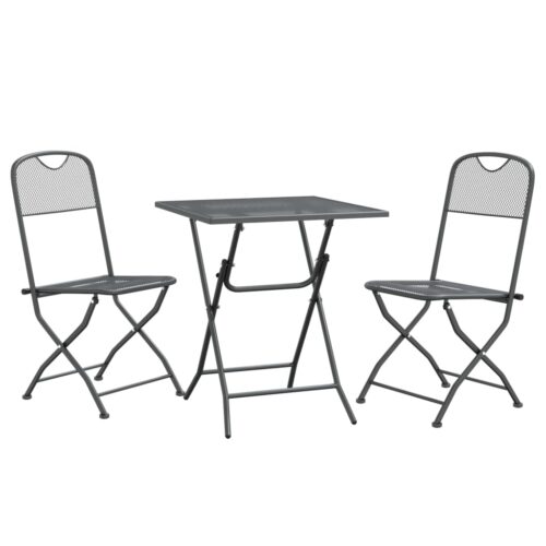3-Piece Garden Dining Set Expanded Metal Mesh Anthracite - Image 2