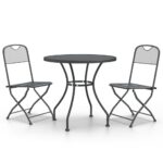 3-Piece Garden Dining Set Expanded Metal Mesh Anthracite