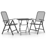 3-Piece Garden Dining Set Expanded Metal Mesh Anthracite