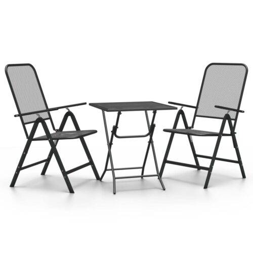 3-Piece Garden Dining Set Expanded Metal Mesh Anthracite