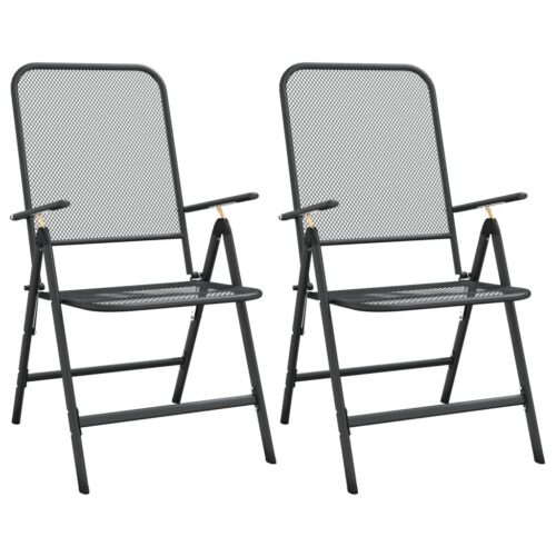 3-Piece Garden Dining Set Expanded Metal Mesh Anthracite - Image 7