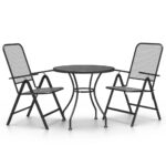 3-Piece Garden Dining Set Expanded Metal Mesh Anthracite