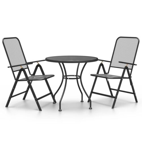 3-Piece Garden Dining Set Expanded Metal Mesh Anthracite