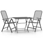 3-Piece Garden Dining Set Expanded Metal Mesh Anthracite