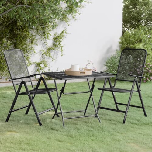 3-Piece Garden Dining Set Expanded Metal Mesh Anthracite - Image 11
