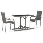 3-Piece Garden Dining Set Grey