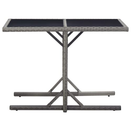 3-Piece Outdoor Dining Set Garden Patio Bistro Seat Chairs Table Rattan Grey - Image 9