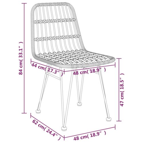 3-Piece Garden Dining Set Poly Rattan Wicker Outdoor Patio Furniture - Image 9