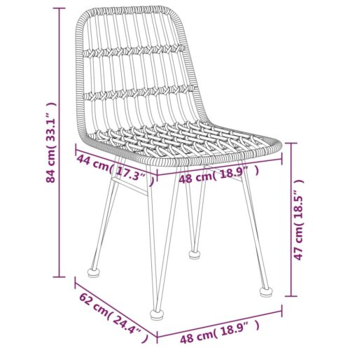3-Piece Garden Dining Set Poly Rattan Wicker Outdoor Patio Furniture - Image 9