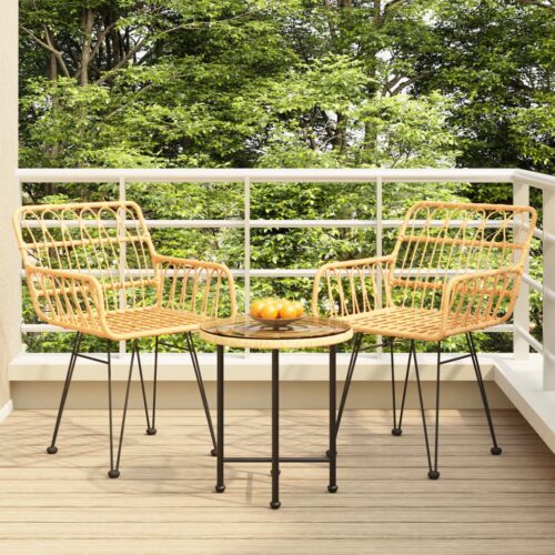 3-Piece Outdoor Dining Set Garden Patio Bistro Chairs Table Rattan Furniture - Image 11