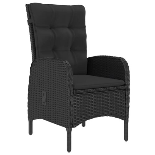 3-Piece Garden Dining Set Poly Rattan Wicker Outdoor Patio Furniture Acacia Wood Black - Image 3