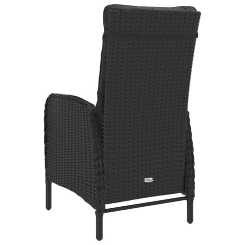 3-Piece Garden Dining Set Poly Rattan Wicker Outdoor Patio Furniture Acacia Wood Black - Image 6
