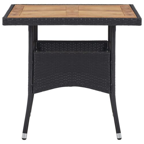 3-Piece Garden Dining Set Poly Rattan Wicker Outdoor Patio Furniture Acacia Wood Black - Image 8