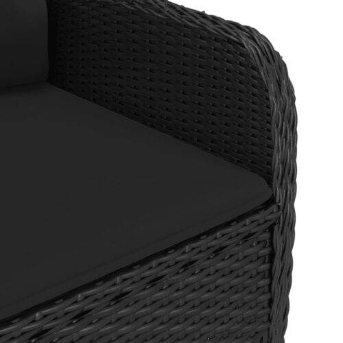 3-Piece Garden Dining Set Poly Rattan Wicker Outdoor Patio Furniture Acacia Wood Black - Image 9